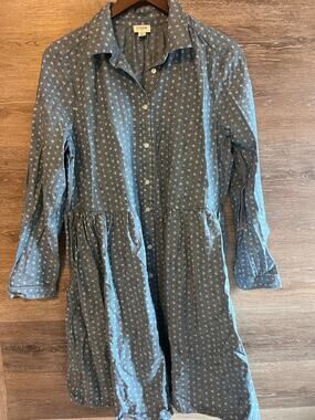 J Crew dress size 16 plus chambray short long sleeves button down classic